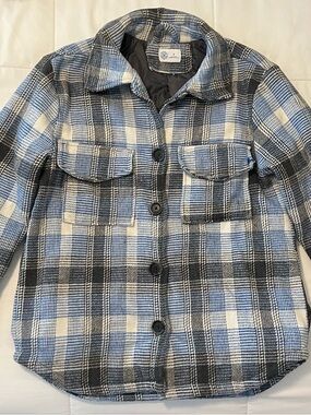 Hurley Kids Plaid Button Jacket - Blue/Black/Cream